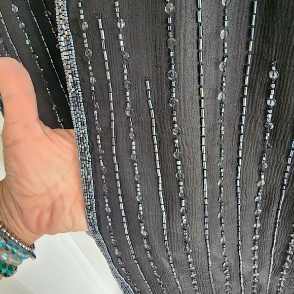 Vintage Julia Kim 100% Silk Beaded Jacket with Hook and Eye Closure Arttowear - Picture 5 of 12